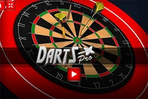 En darttavla med tre pilar och texten Darts Pro