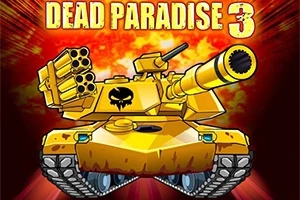 En tecknad gul stridsvagn med raketkastare och kanon framför en röd och orange explosion