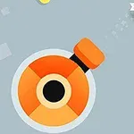 Illustration av en orange kanon med ett stjärnformat projektil och gula kuber på en grå bakgrund