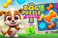 Hjälp valpen Charlie skriva om sin historia med Dog Puzzle Story 2!