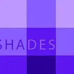Lila och blå rektanglar i olika nyanser med texten SHADES överlagrad