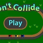 Don't Collide Tecknad bild av en oval racerbana med tre smÄ bilar och texten Dont Collide samt en Play-knapp i mitten