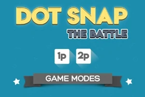 Texten Dot Snap The Battle visas med två knappar med texten 1p och 2p under, samt en banderoll med Game Modes på blå bakgrund