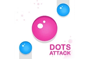 Stora rosa och mindre blå prickar med texten Dots Attack