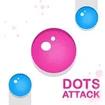 Stora rosa och mindre blå prickar med texten Dots Attack