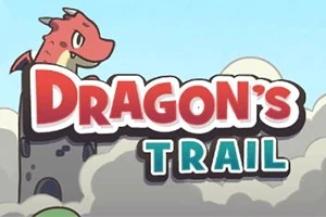 Tecknad drake sitter ovanpå ett torn bland molnen, med texten DRAGONS TRAIL