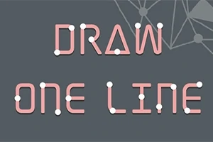 Texten DRAW ONE LINE med punkter och linjer på en mörk bakgrund