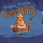Tecknad figur i safarihatt med gevär omgiven av fladdermöss och monster i en mörk fantasymiljö
