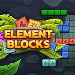 Blockpussel med färgglada elementblock, gröna växter och texten ELEMENT BLOCKS i fokus