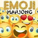 Ett collage av olika emoji-ansikten med texten EMOJI MAHJONG i bakgrunden