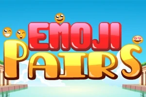 Texten EMOJI PAIRS visas i stora färgglada bokstäver med emojis runt omkring
