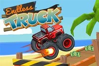 Utför galna stunttrick med din monstertruck och kör så långt du kan