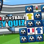 Texten European Football Jersey Quiz med en bakgrund av en fotbollsarena och brickor med fotbollssymboler