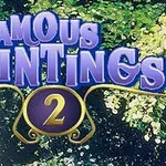 Texten FAMOUS PAINTINGS 2 över en impressionistisk målning av en person med ett paraply omgiven av grönska