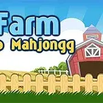 Texten Farm Flip Mahjongg mot en bakgrund av ett rött lada bredvid ett staket på en gård