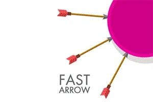 En rosa cirkel med tre pilar som träffar kanten och texten Fast Arrow