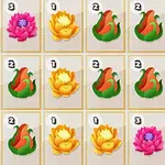Färggranna blomikoner i ett rutnätmönster med nummer ovanför varje blomma