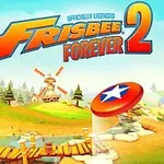 Tecknad landskap med grönskande kullar, en kvarn i fjärran och ett frisbee med stjärna i förgrunden