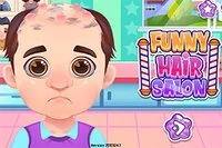 Spela Funny Hair Salon och hjälp mannen utan hår