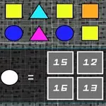 Färgglada geometriska former och siffror arrangerade i ett rutnät mot en digital bakgrund