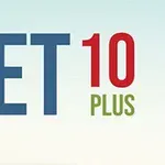 Texten GET 10 PLUS i blått, rött och grönt mot en ljus bakgrund