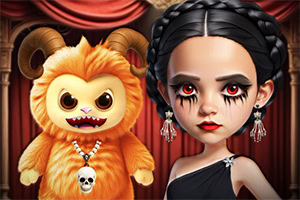 Gothic stil med Gloomy Princess och hennes söta nalle
