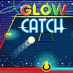 Neonfärgad spelplan med texten GLOW CATCH och en lysande boll i rörelse