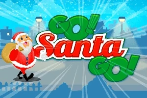 Tomte med säck och texten Go!