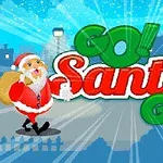 Tomte med säck och texten Go!