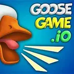 Tecknad gås med öppen näbb och texten GOOSE GAME 