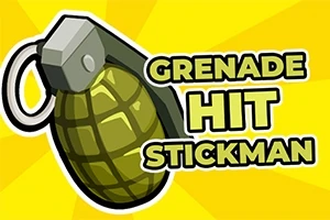 Ritning av en grön handgranat bredvid texten Grenade Hit Stickman på en gul bakgrund