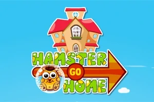 Tecknad bild med ett hus med rött tak, texten Hamster Go Home och en illustration av en hamster i en bubbla