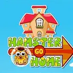 Tecknad bild med ett hus med rött tak, texten Hamster Go Home och en illustration av en hamster i en bubbla
