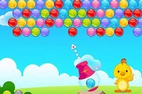 Söt gul fågel som ska ta bort alla bubblor