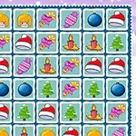 Rader av ikoner med jultema, inklusive änglar, julgranar, blå julkulor, ljus, sockor och polkagrisar