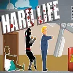 En tecknad scen med en ninja, en man i kostym som går, en sittande man på marken, ett farligt hinder och texten HARD LIFE och Dont make my mistake på väggen