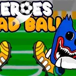 Två tecknade figurer med stora huvuden och fotbollsskor framför en fotbollsplan, med texten Heroes Head Ball ovanför