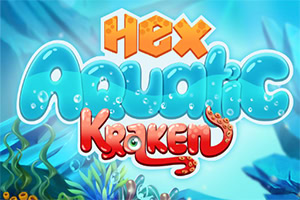 Färgglad text Hex Aquatic Kraken med havstema och undervattensväxter i bakgrunden