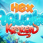 Färgglad text Hex Aquatic Kraken med havstema och undervattensväxter i bakgrunden