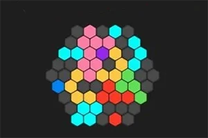 Färgglada hexagoner arrangerade i ett mönster mot en svart bakgrund
