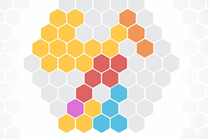 Färgglada hexagoner arrangerade i ett mönster på en vit bakgrund