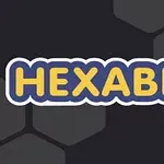 Texten HEXABLE i gula bokstäver på en mörk bakgrund med hexagonmönster