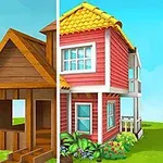 En illustration av ett hus som är halvfärdigt på vänster sida och fullt byggt samt målat på höger sida
