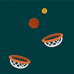 Basketboll som flyger mot en korg med en guldfärgad myntsymbol i bakgrunden