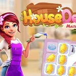 Kvinna med rosa hår och verktyg i handen bredvid färgglatt spelbräde med ikoner