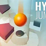 En orange boll hoppar mellan plattformar med texten Hyper Jump 3D i bakgrunden
