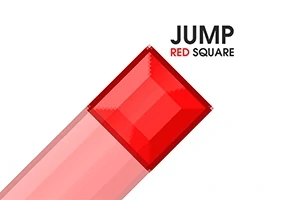 Röd kvadrat med texten Jump Red Square mot en vit bakgrund
