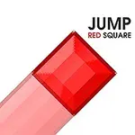 Röd kvadrat med texten Jump Red Square mot en vit bakgrund