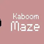 Pixelerad bild av en svart bomb med stubin bredvid texten Kaboom Maze på en rosa bakgrund