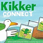 En tecknad groda och en fågel står bredvid varandra med en bakgrund av en blå himmel och två bilder av grodan i högt gräs